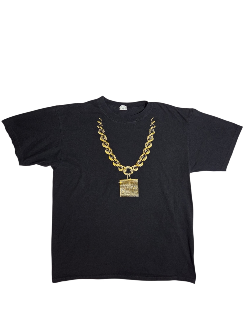 Run DMC Chain T-Shirt 2007 Black Gold Hip-Hop Streetwear Rap Anvil Licensed XL